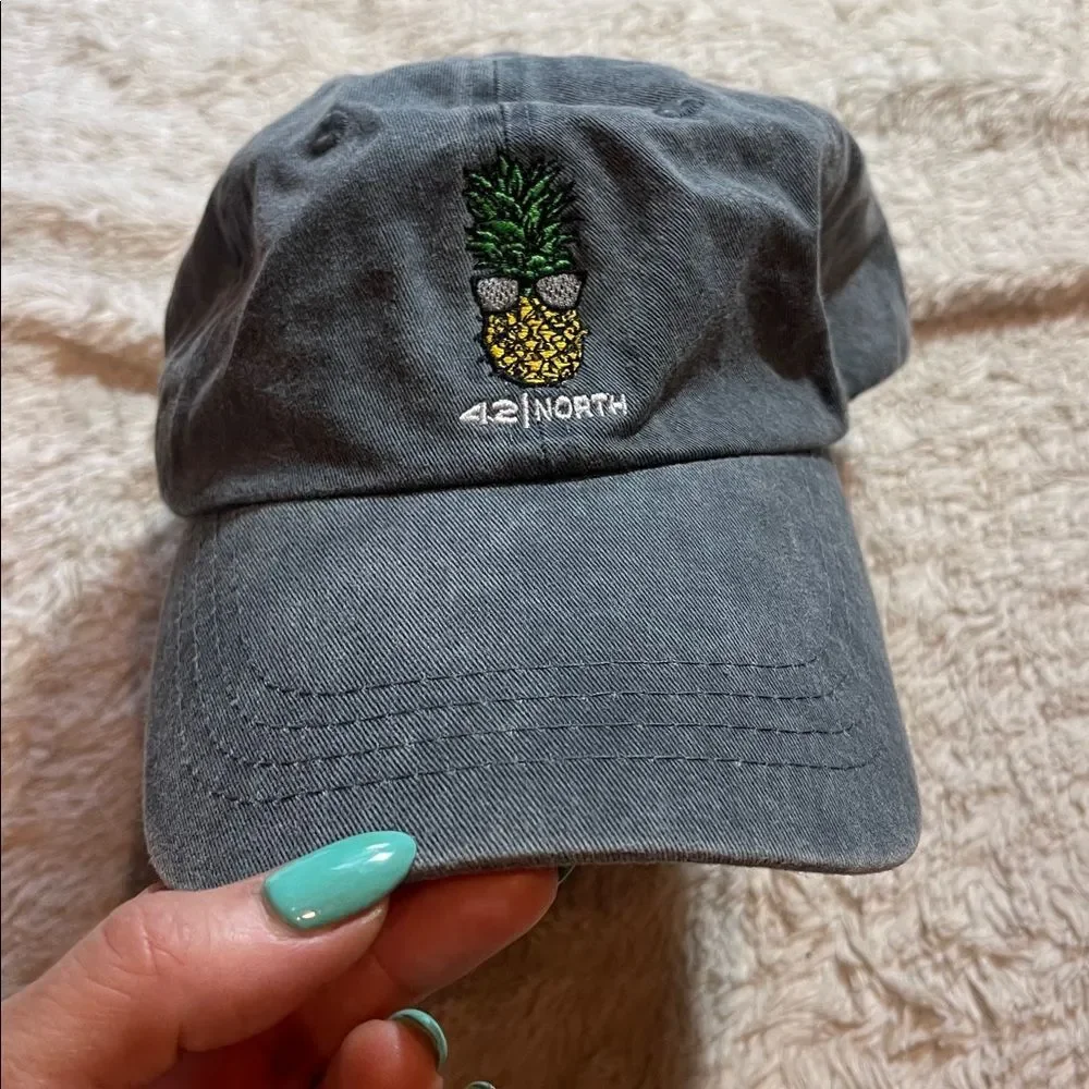 42|North Embroidered Pineapple Baseball Cap - Charcoal